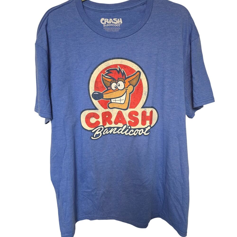 Crash Bandicoot Activision Mens XL Blue Retro Video Game Graphic Tee NWOT NEW